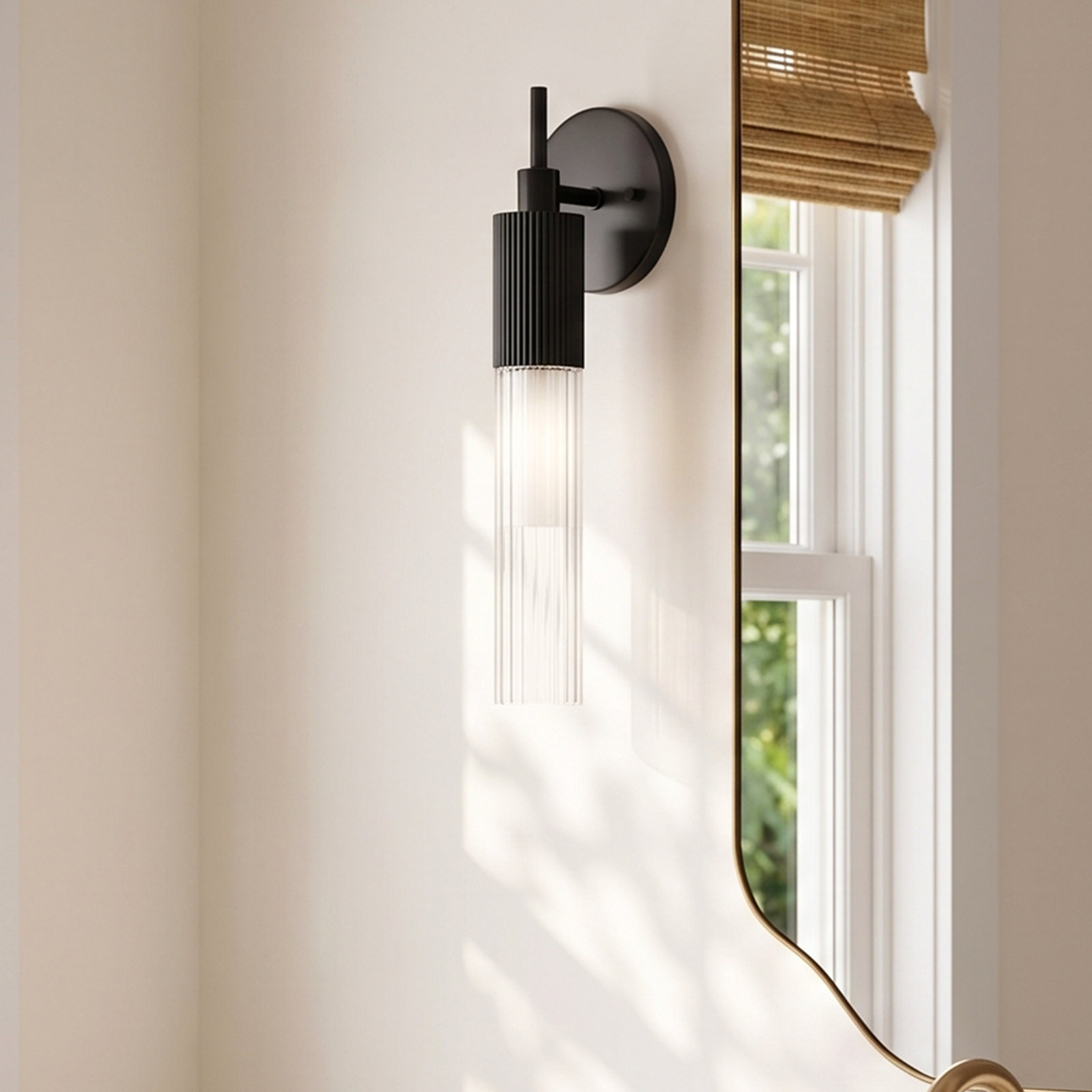 Cassi Single Light Armed Sconce, Black