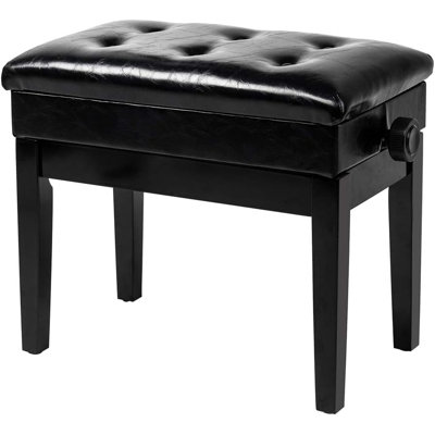 Banc de piano noir à boutons, hauteur réglable