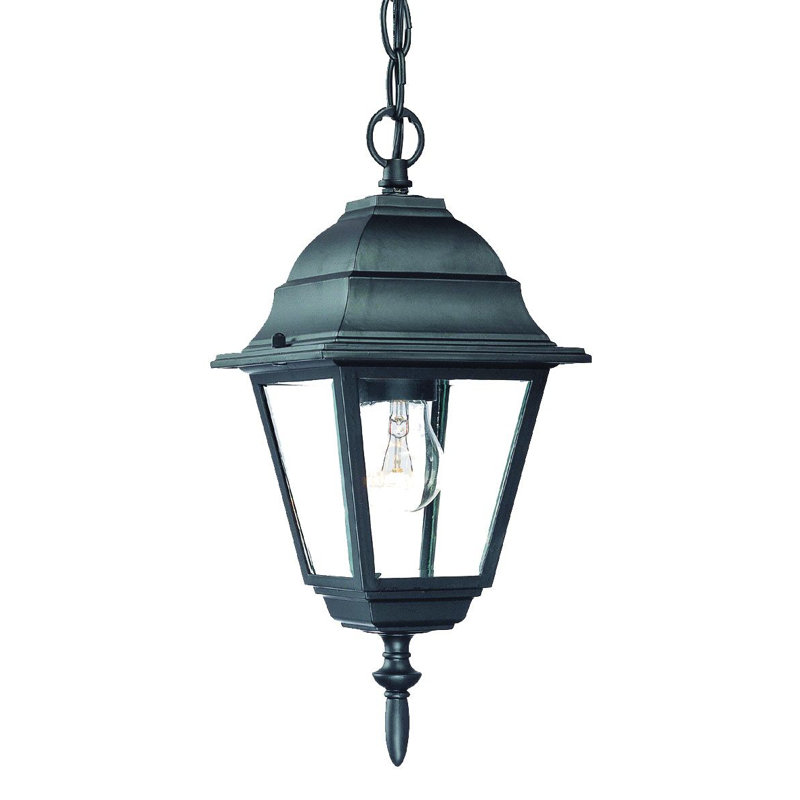 Luminaire suspendu d'extérieur en verre biseauté, Noir mat