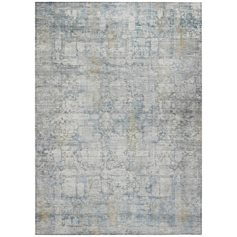 Machine Washable Indoor/Outdoor Xhevrie Linen Rug, Rectangle 8' x 10'