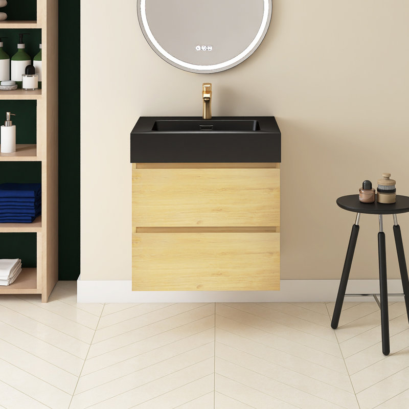 Meuble-lavabo simple 24 po avec plateau solide Soinski