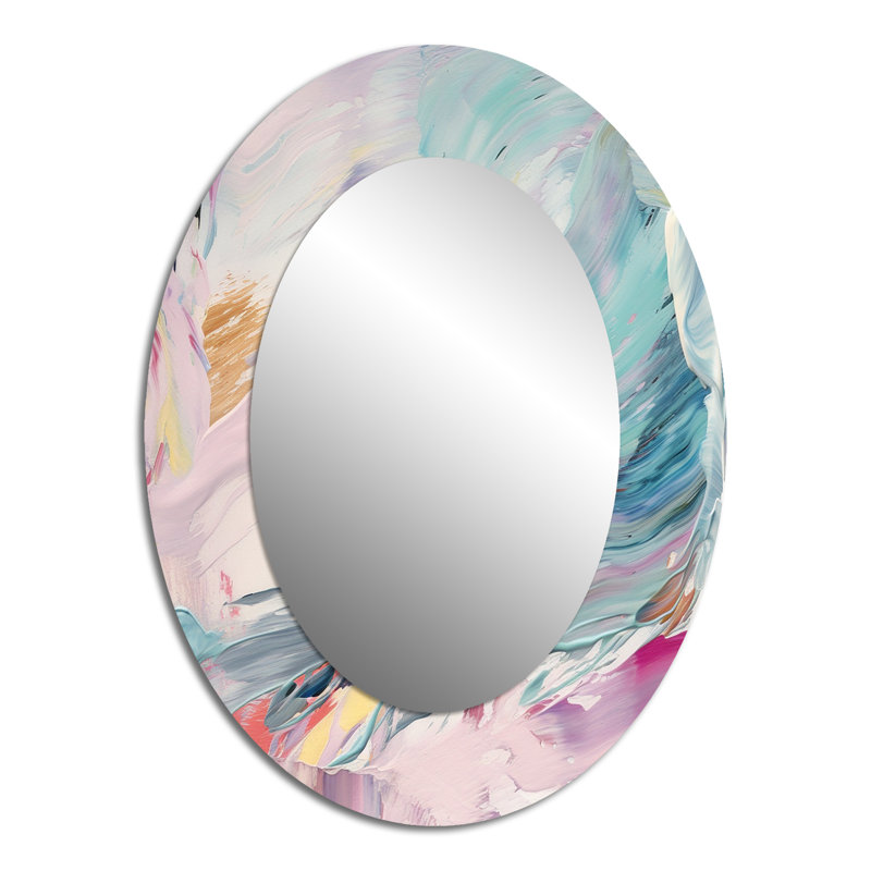 Miroirs printaniers au printemps pastel - Grand miroir mural ovale sur métal, 40 po x 30 po