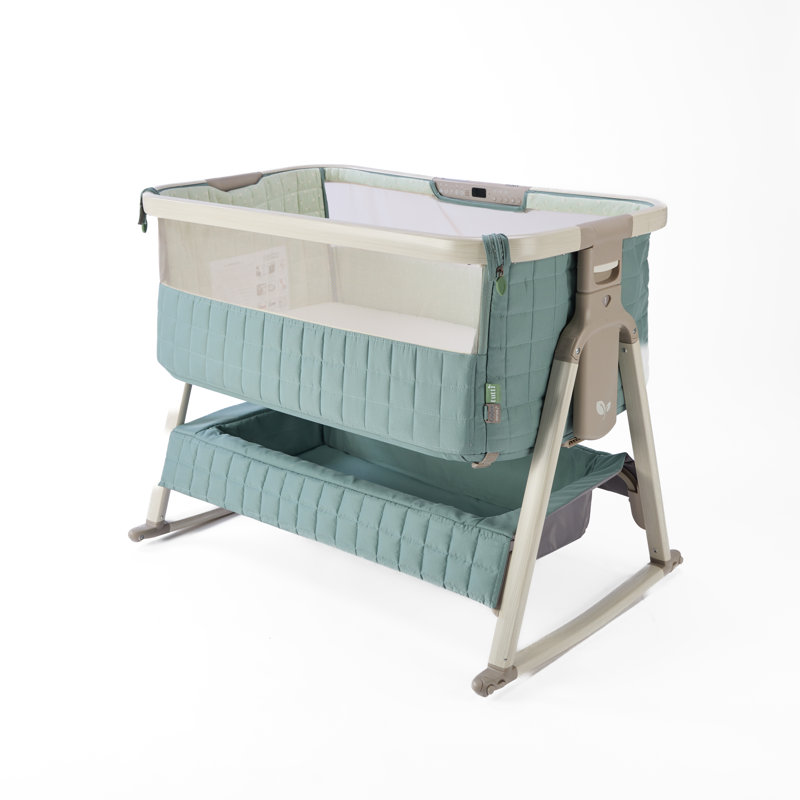 Tutti Bambini CoZee Sense Bedside Crib, Whitewash / Kelp