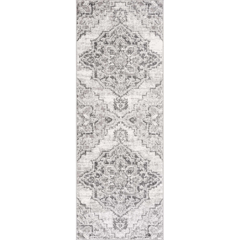 Tapis oriental gris Elanil, Tapis de couloir 2 pi 7 po x 7 pi 3 po