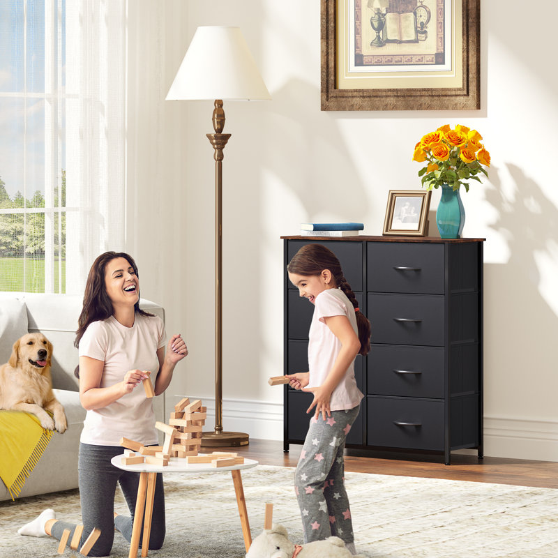 33.7'' W 8 - Drawer Dresser, Black/Rustic Brown