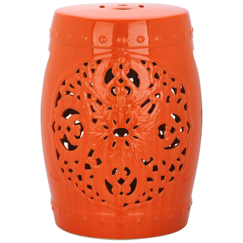 Tabouret de jardin en céramique Llaneli, Orange