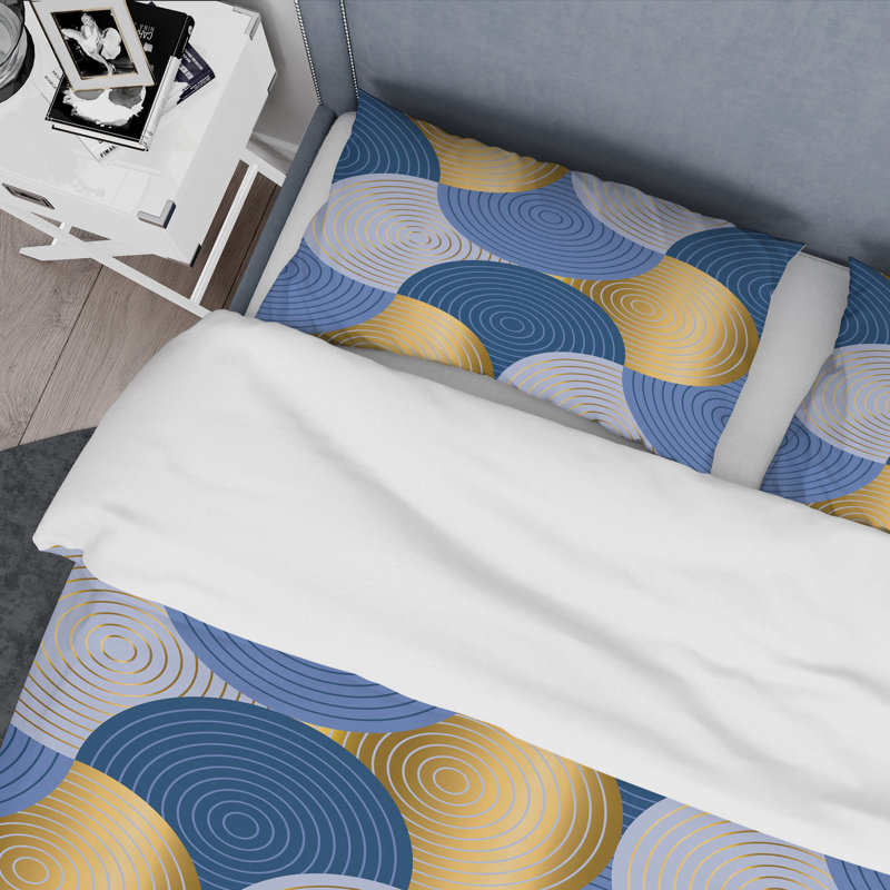Ensemble de housse de couette mid-century rétro waves x, Housse de couette très grand + 2 taies décoratives