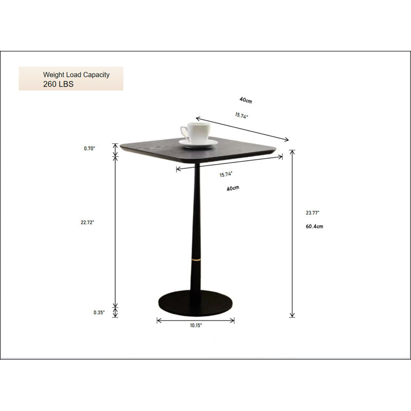 Table basse en panneau de fibres à densité moyenne avec pieds en métal