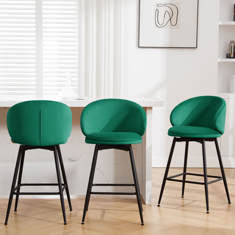 Tabourets pivotants rembourrés, Orange, Counter Stool (25" Seat Height), 3