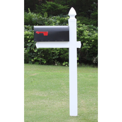 Steel Post Mounted Mailbox with Newspaper Compartment