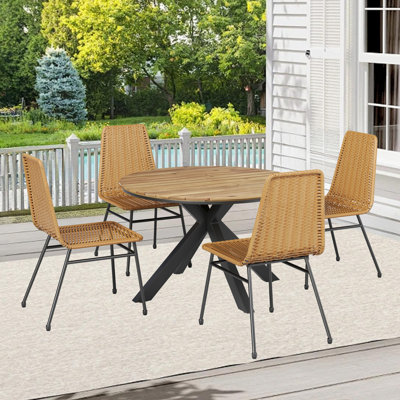 Ensemble de table et chaises de patio avec plateau en bois d'acacia
