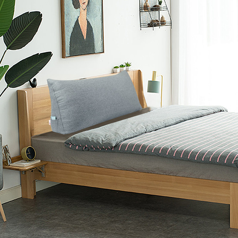 Linen-look Textured Triangular Headboard Back Support Wedge Reading Pillow for Bed Rest, 20" x 39"