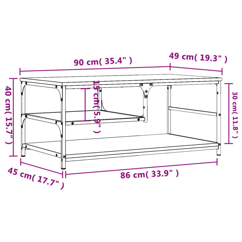 Sandin Four Leg Coffee Table with Storage, Brown Oak