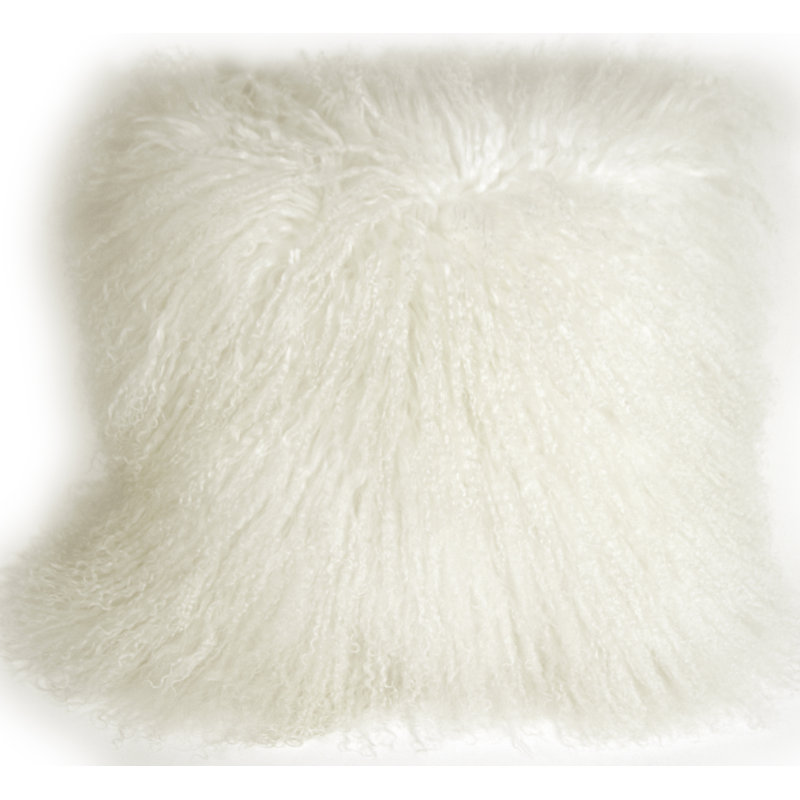 Wool Reversible Throw Pillow, Snow White, Polyfill Insert