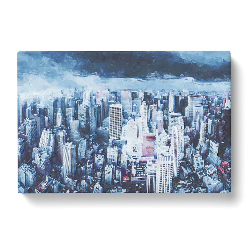 Moody New York City Skyline In Abstract - Wrapped Canvas Print, 40cm H x 60cm W x 3cm D