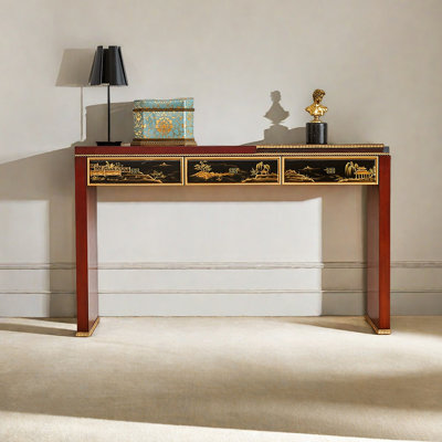 Painted pattern drawer wooden console table
