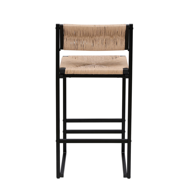 Ensemble de 2 tabourets de bar Honey avec tabourets tissés à la main en corde de papier avec tabouret de bar et comptoir Kichen Island (miel)