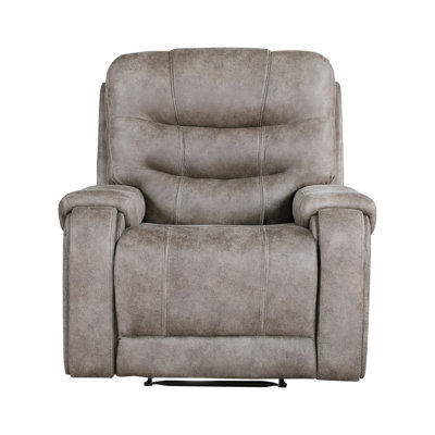 Modern Living Room 1Pc Reclining Chair Plush Seating, Polished Microfiber Upholstery, Grayish Brown Solid Wood Frame Furniture
