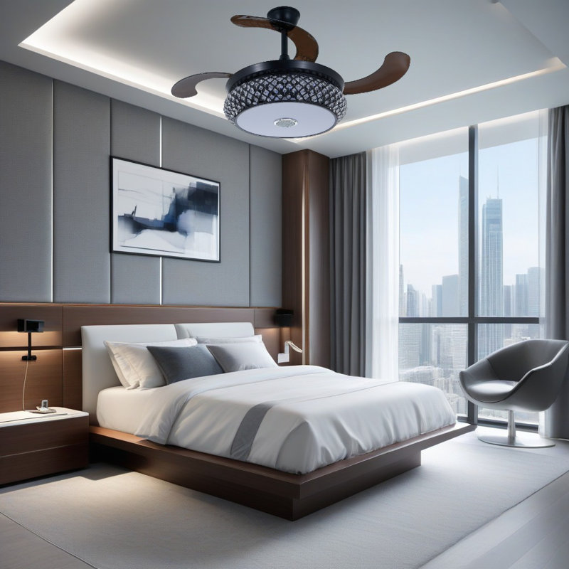 42 Inch Pendant Light - 7 Colour Bluetooth Music Invisible Fanlight