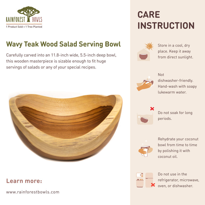 Rainforest Bowls Teak Serving Bowl