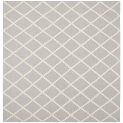 Mccall Hand Woven Flat Weave Wool/Cotton Geometric Rug in Gray/Ivory