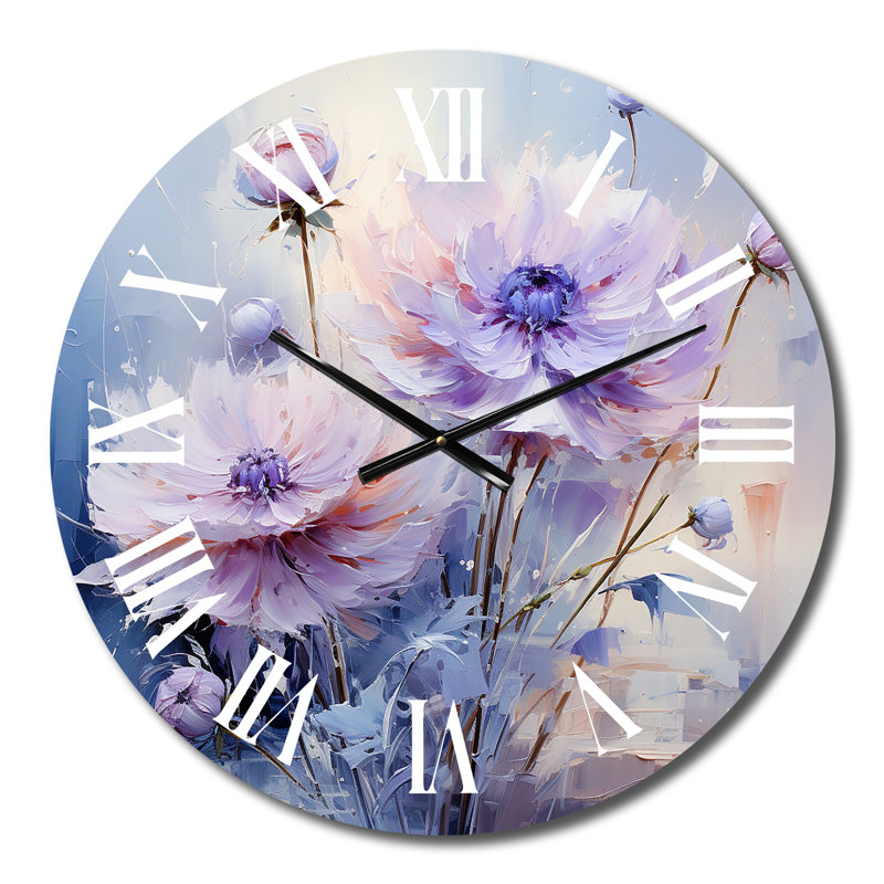 Horloge murale florale mauve à motif romantique IV, Petit