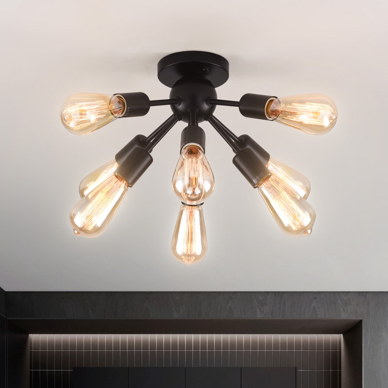Plafonnier encastré 8 lumières 22,05 po Kasper, Peinture en noir