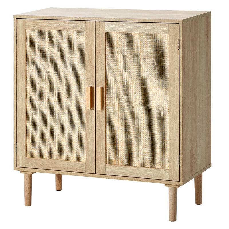 Armoire de rangement en rotin avec tablettes réglables et portes magnétiques