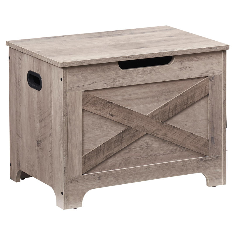 Coffre de rangement, coffre en bois avec charnière de sécurité et plateau relevable, banc de rangement pour entrée, chambre à coucher, salon, assemblage facile