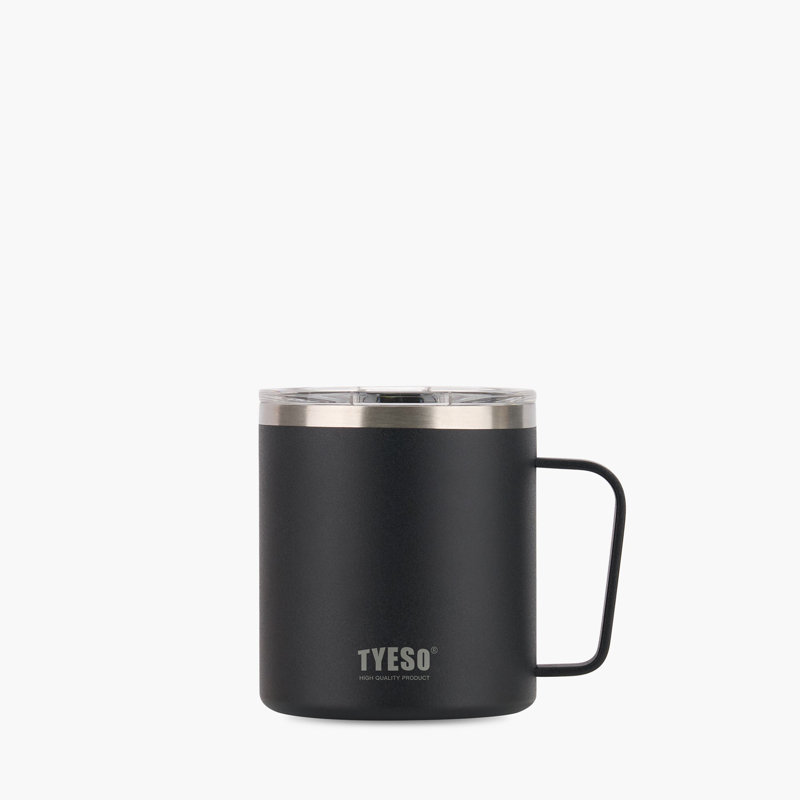 TYESO 10# Coffee Mug with Handle & Lid, 14 OZ, Black