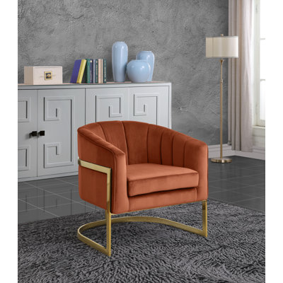 Fauteuil demi-tonneau en velours 30 po Carter