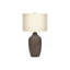 Lighting, H 27 po, lampe de table, céramique grise, abat-jour beige, contemporain