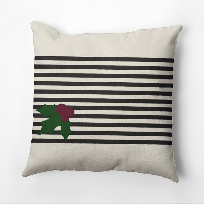 Housse de coussin et insert de coussin carré Holly, H 18 po x l 18 po, Noir/gris