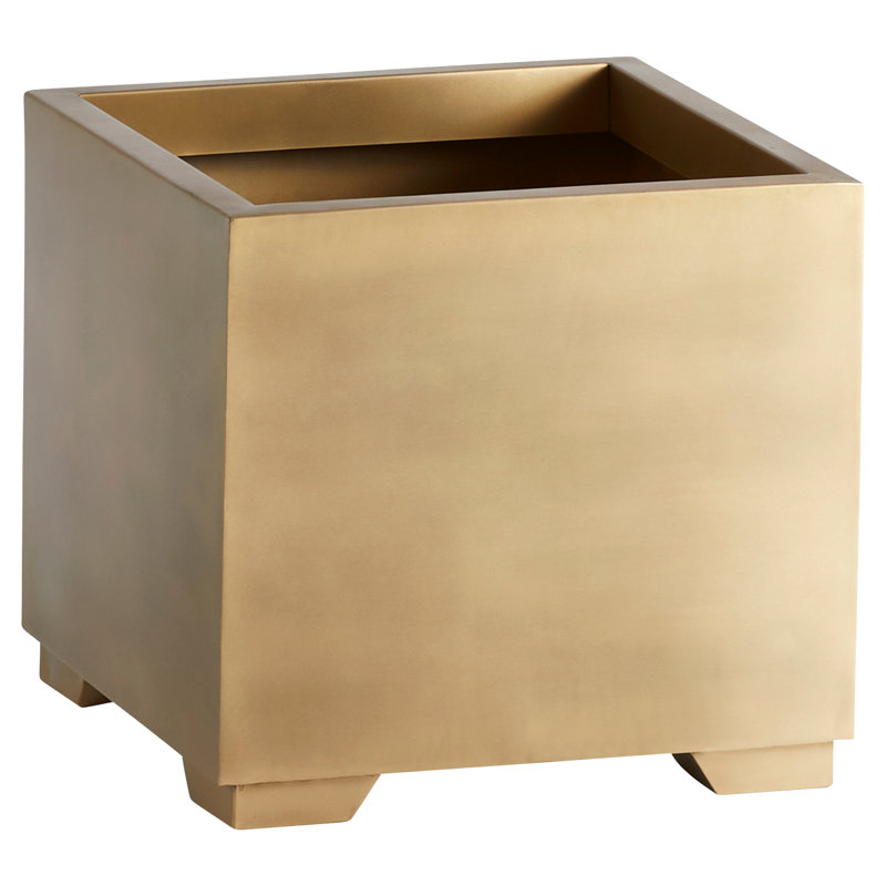 Aster Gold Finish Iron Cubic Planter Box