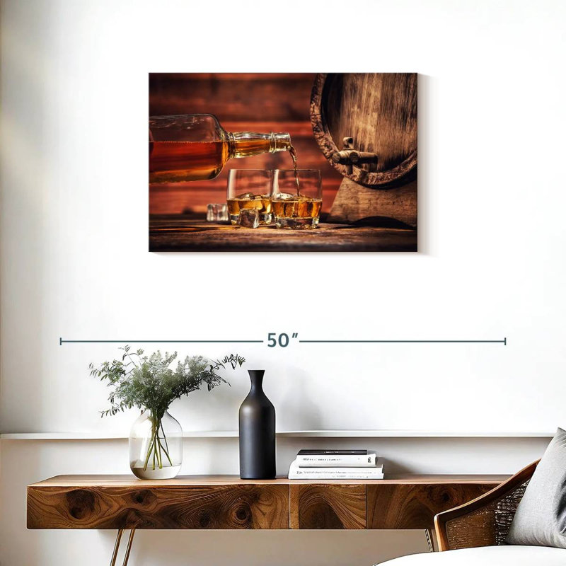 Impression sur toile de verre whisky, H 20 po x l 30 po x P 1,25 po