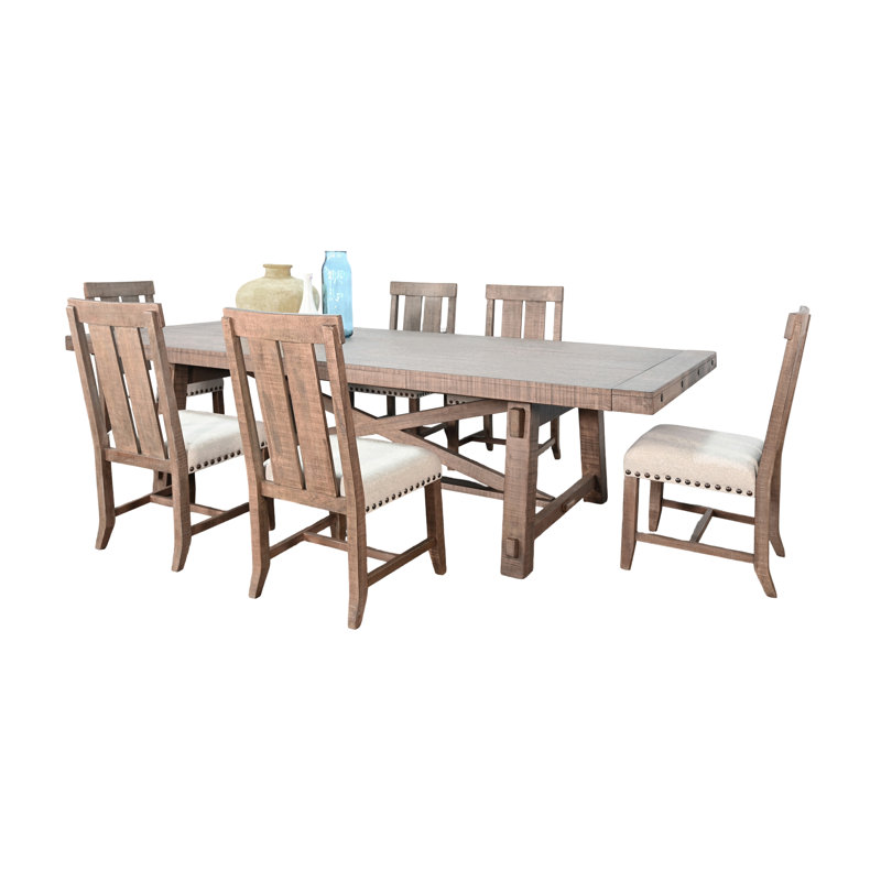  Extension Dining Set with Dining Chairs , 7 Pieces: Table, 6 Chairs