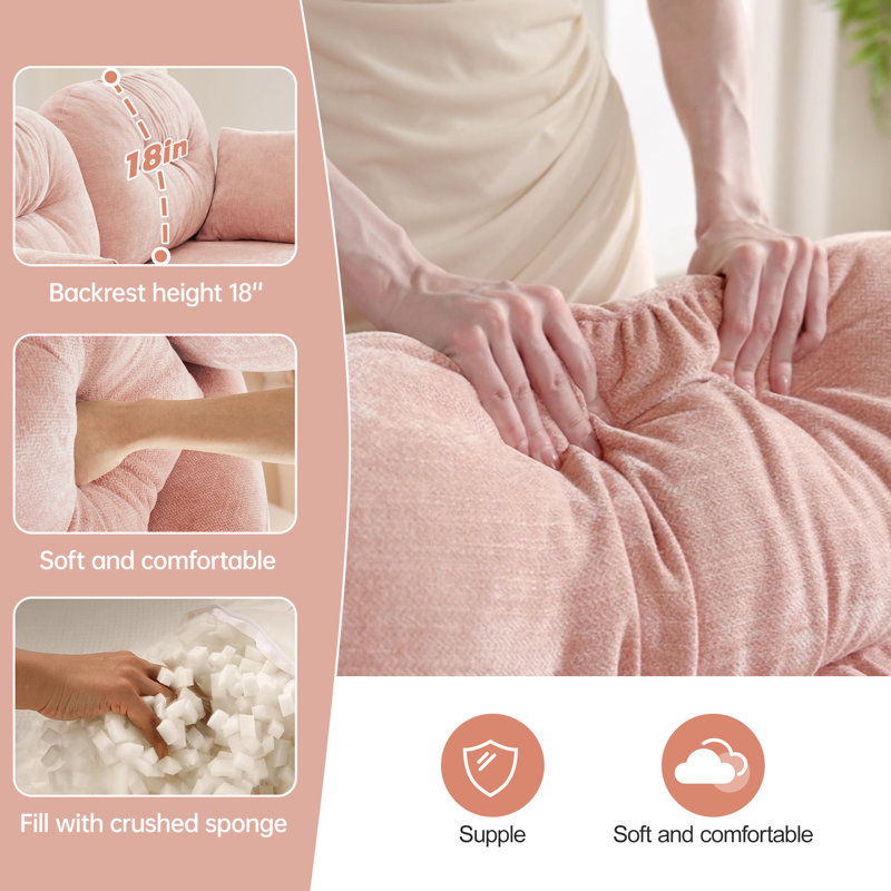 Chenille Sofa, Loveseat, Couch, Pink