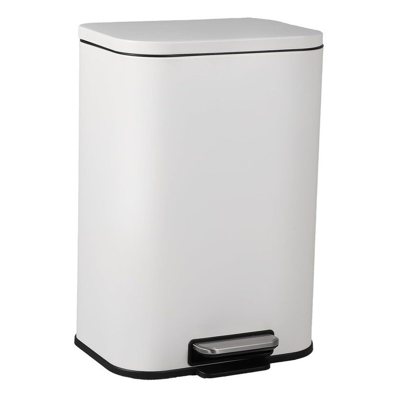 Poubelle de salle de bain 3,2 gallons, poubelle en acier inoxydable résistante aux empreintes digitales avec couvercle à fermeture en douceur et seau intérieur amovible, bac de recyclage rectangulaire, peu encombrant pour la cuisine, argent
