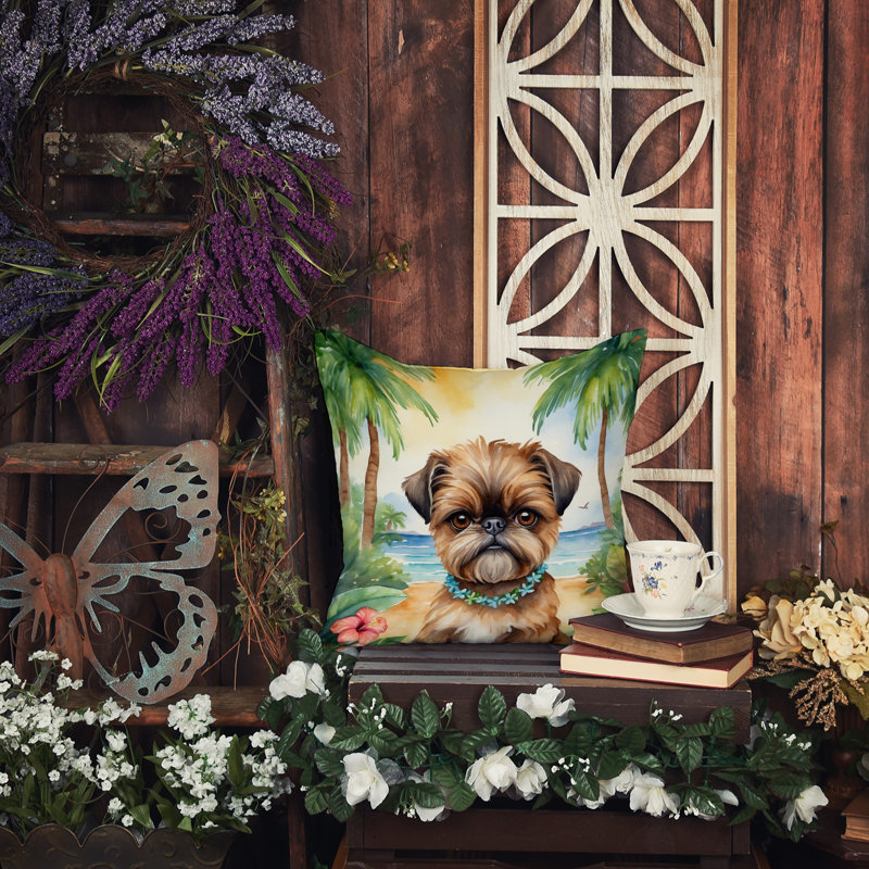 Coussin décoratif Brussels Griffon Luau, H 14 po x l 14 po