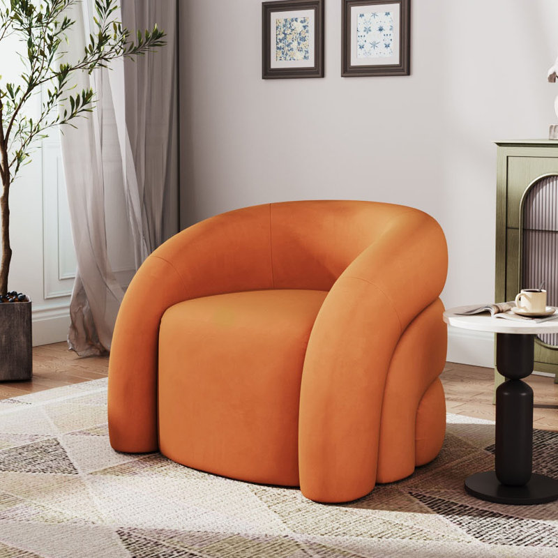 Bielka Accent Stool, Velvet, Orange