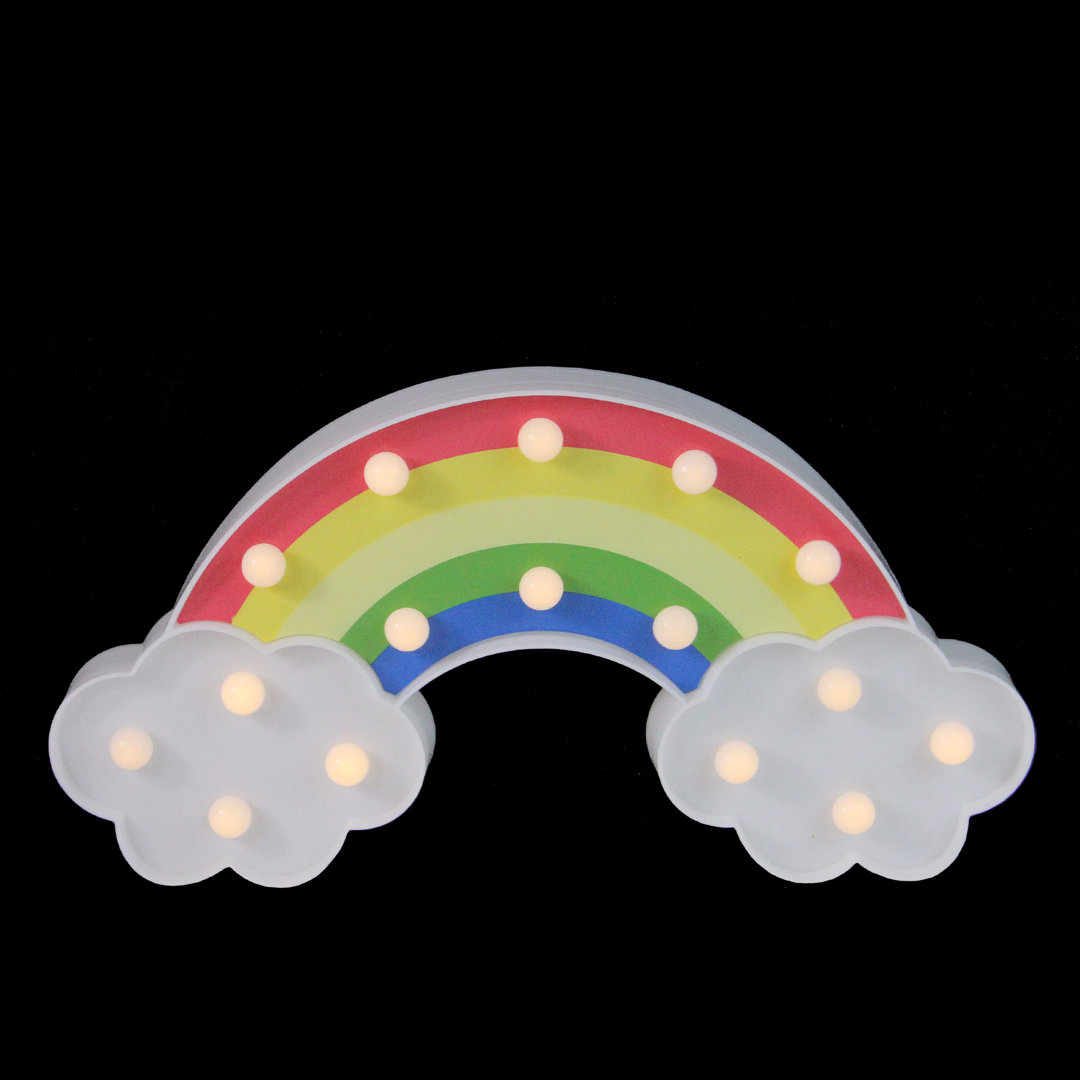 12" Battery Operated Rainbow with Clouds Marquee Wall Sign - Warm White LED Lights Trinx