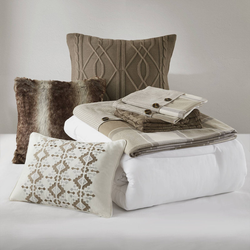 Urban Cabin Luxe Cotton Jacquard Queen Comforter Set in Brown