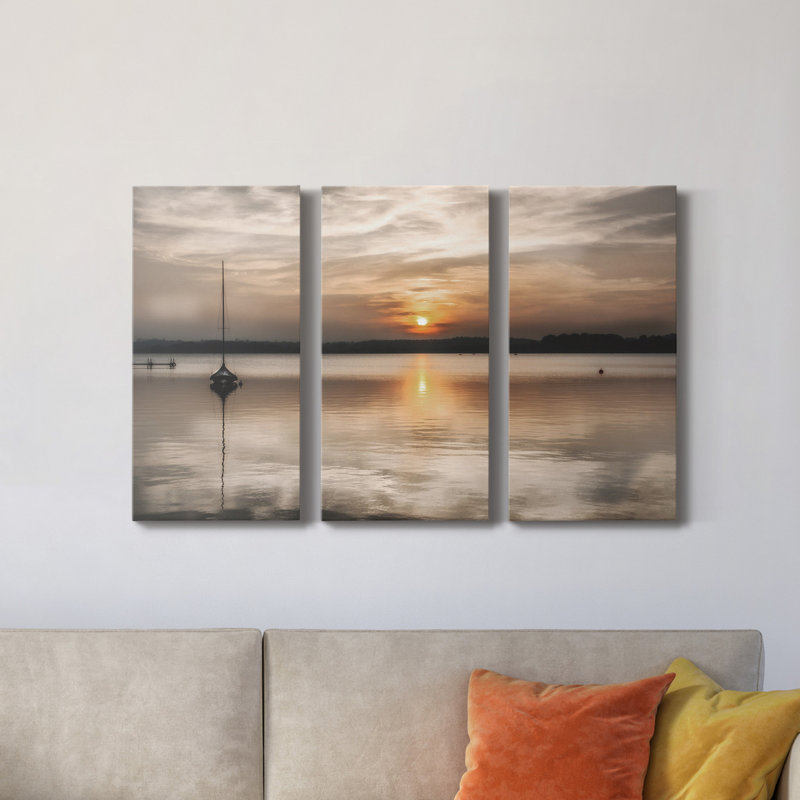Doux coucher de soleil - Photographie sur toile tendue 3 pièces, H 48 po x l 96 po x P 1 po