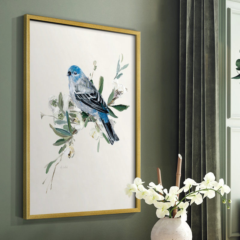 «Bluebird Happy II», reproduction encadrée - bois massif, Or, H 28 po x l 22 po