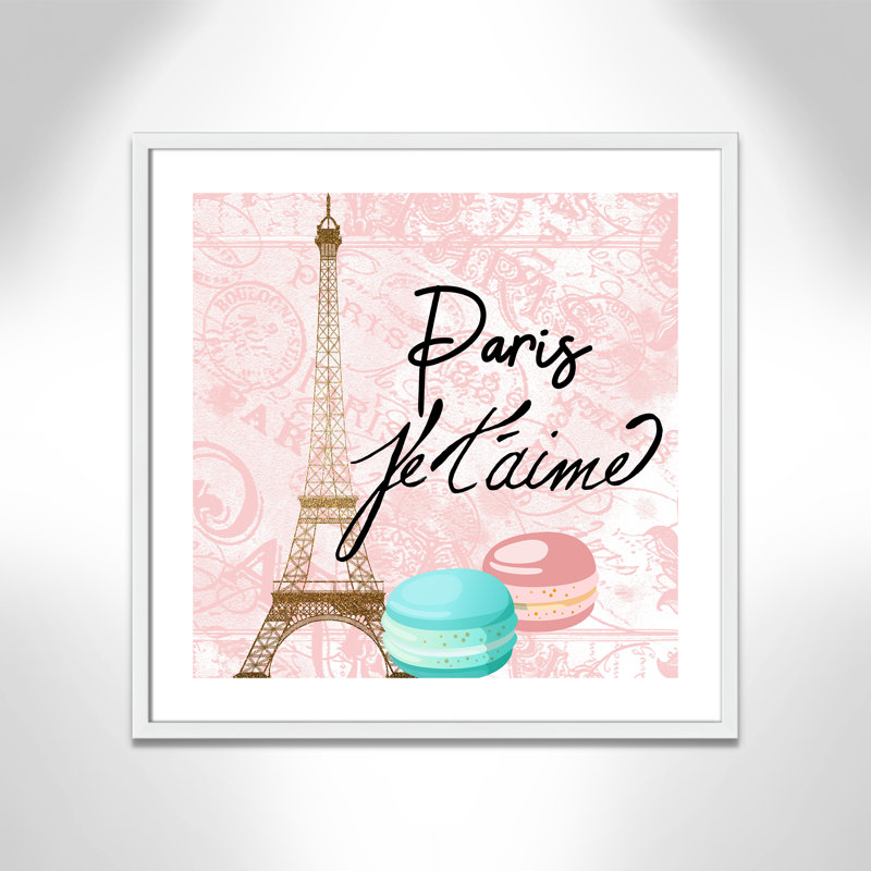Bonjour paris 1, H 27,5 po x l 27,5 po x P 1,19 po, Encadré de boîte blanc