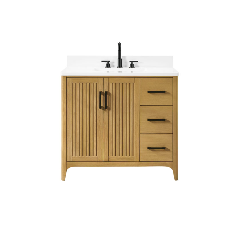 Meuble-lavabo en bois massif pré-assemblé avec US Power