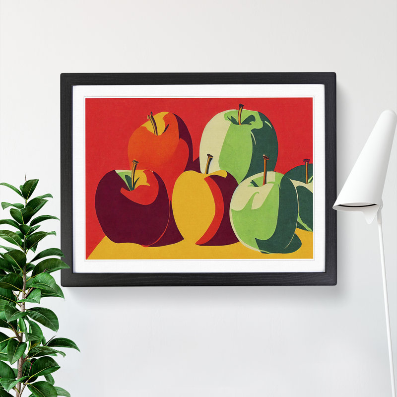 Pop Apple Fruit Vol.2 Abstract - Single Picture Frame Print, Black, 25cm H x 34cm W x 2cm D