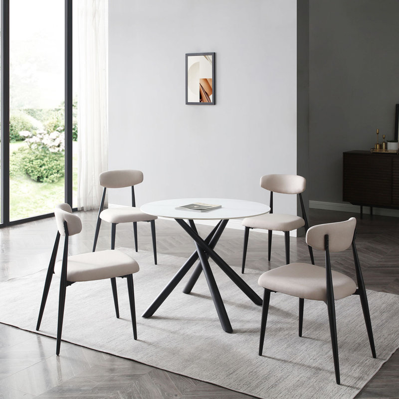 Table de salle à manger Ellierose, L 53,15 po x L 53,15 po, Marbre blanc