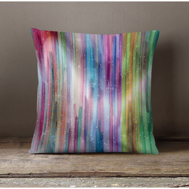 Throw Pillow With Insert, Multi Striped/Abstract 1, 16"H x 16"W