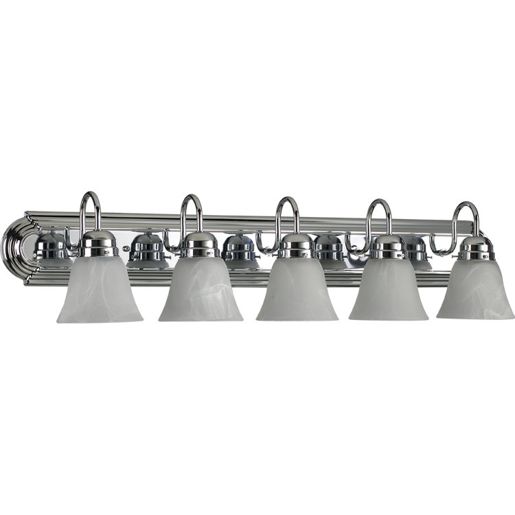 Mottla 5 - Light Vanity Light, Chrome, White Faux Alabaster Glass